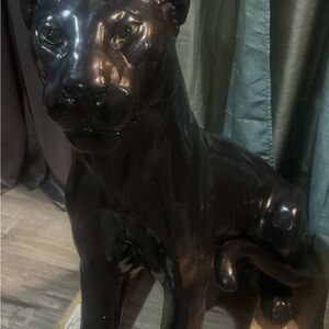 Vintage, mid century modern, life size black panther statue.